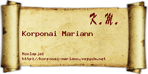 Korponai Mariann névjegykártya